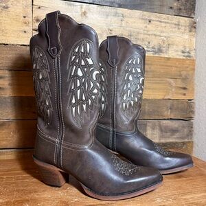 Laredo Angel Wingz Heart Brown Leather Western Cowboy Boots 52398 size 9.5